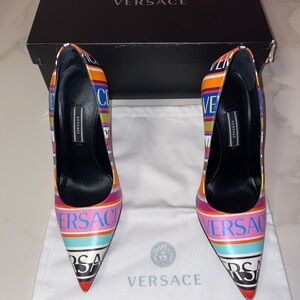 Versace Multicolor Leather Stiletto Heels